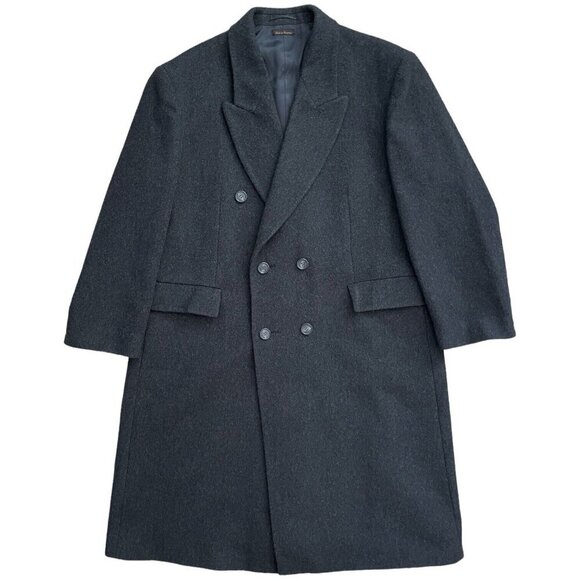 Virany 100% Wool Overcoat Men Sz 44 Black Gray Soft Hungary Top Coat Lined Long - Picture 1 of 16